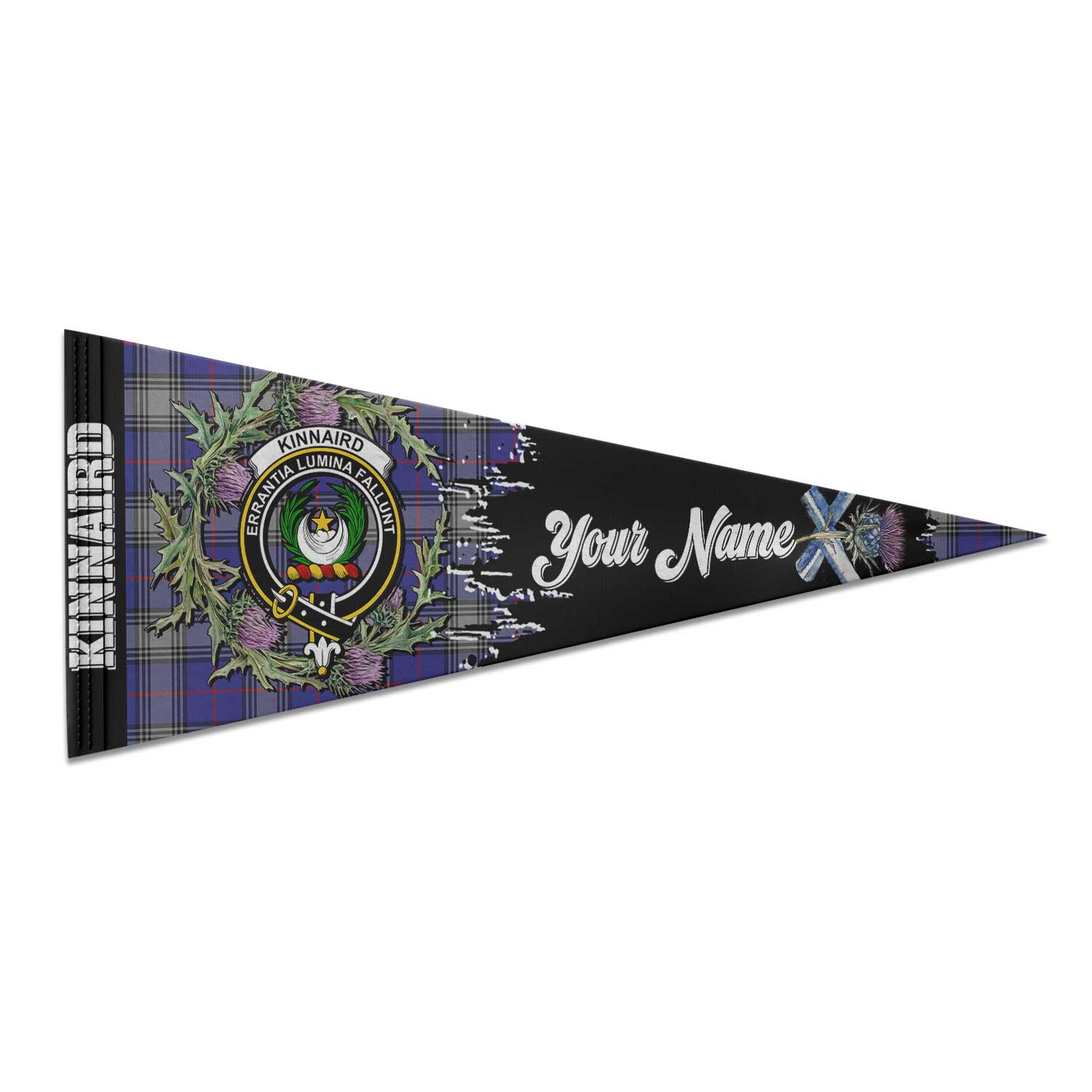 Clan Kinnaird Tartan Felt Pennant Crest And Plaid Basic Style