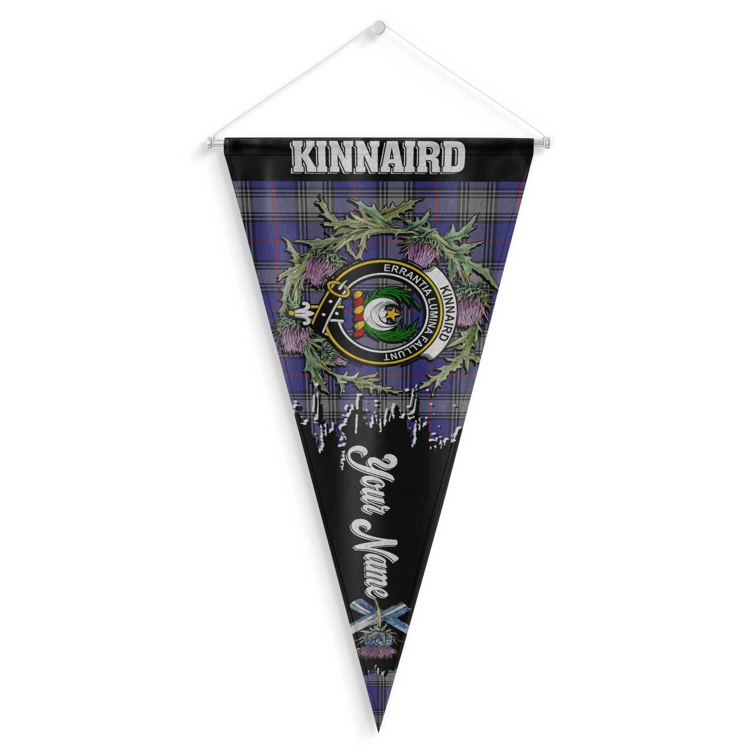Clan Kinnaird Tartan Felt Pennant Crest And Plaid Basic Style
