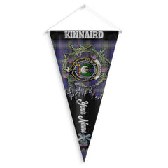 Clan Kinnaird Tartan Felt Pennant Crest And Plaid Basic Style