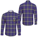 Clan Kinnaird Tartan Long Sleeve Button Shirt Crest And Plaid Basic Style