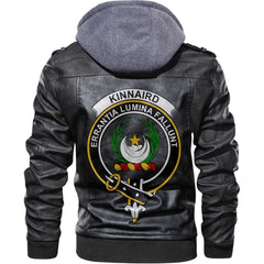 Clan Kinnaird Tartan Zip Leather Jacket Crest And Plaid Basic Style