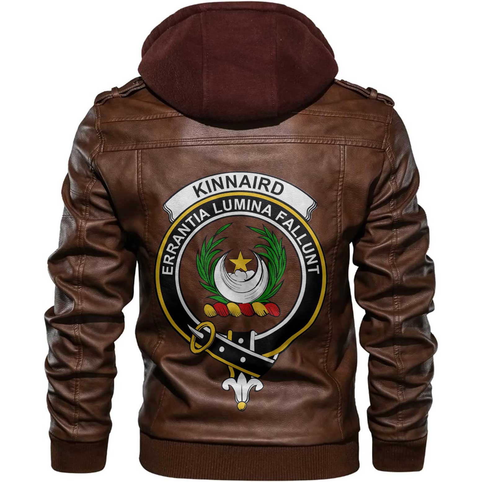 Clan Kinnaird Tartan Zip Leather Jacket Crest And Plaid Basic Style