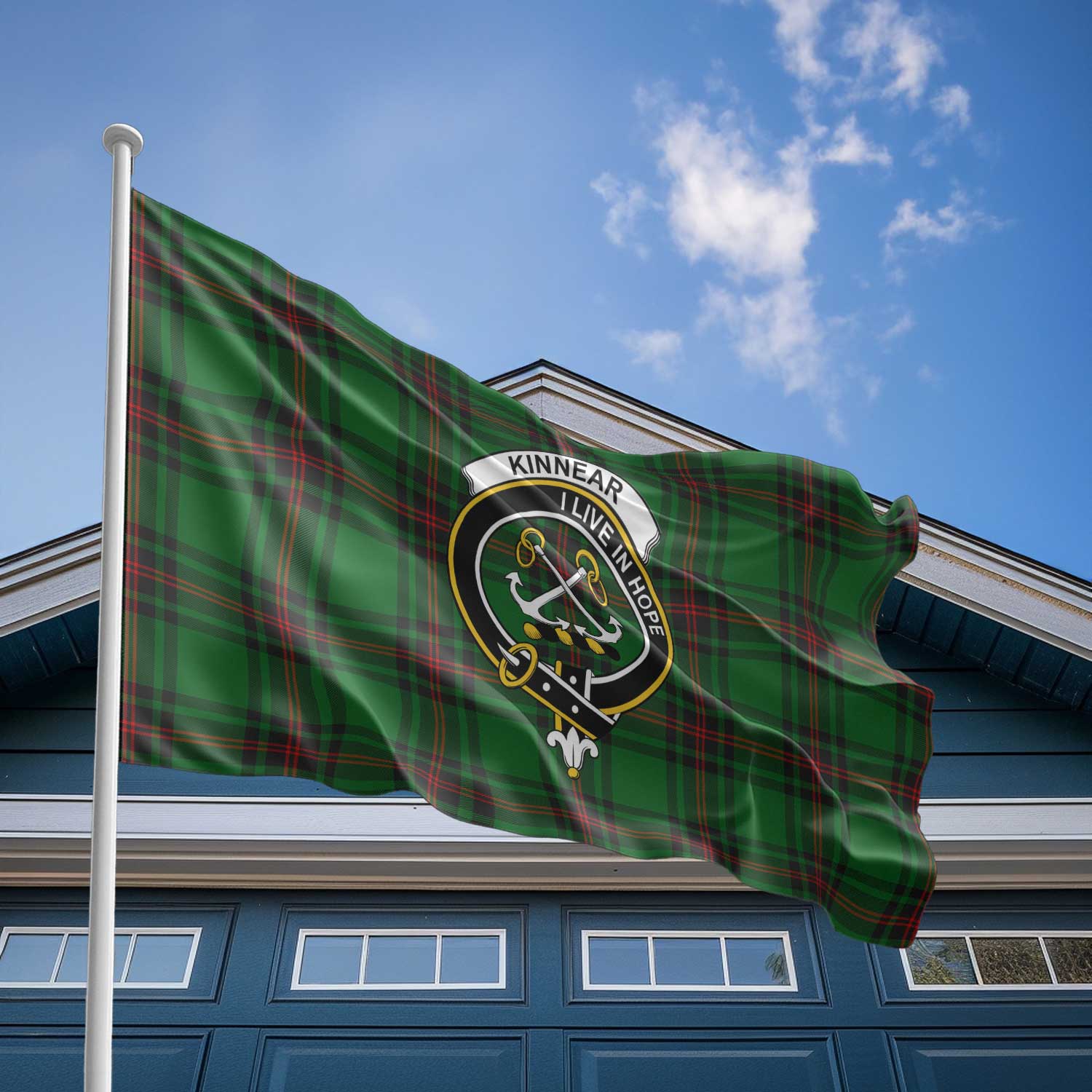 Clan Kinnear Tartan Flag Crest And Plaid Basic Style
