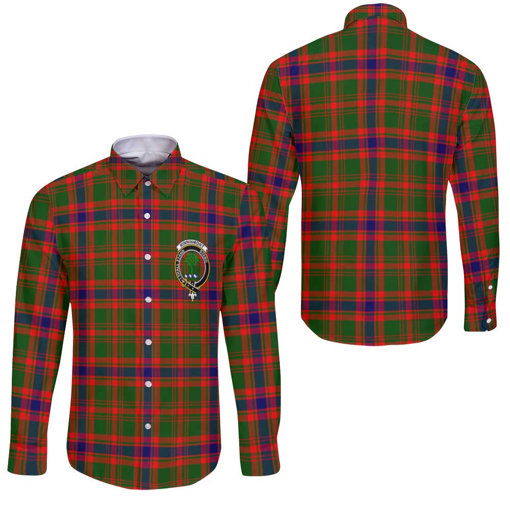 Clan Kinninmont Tartan Long Sleeve Button Shirt Crest And Plaid Basic Style