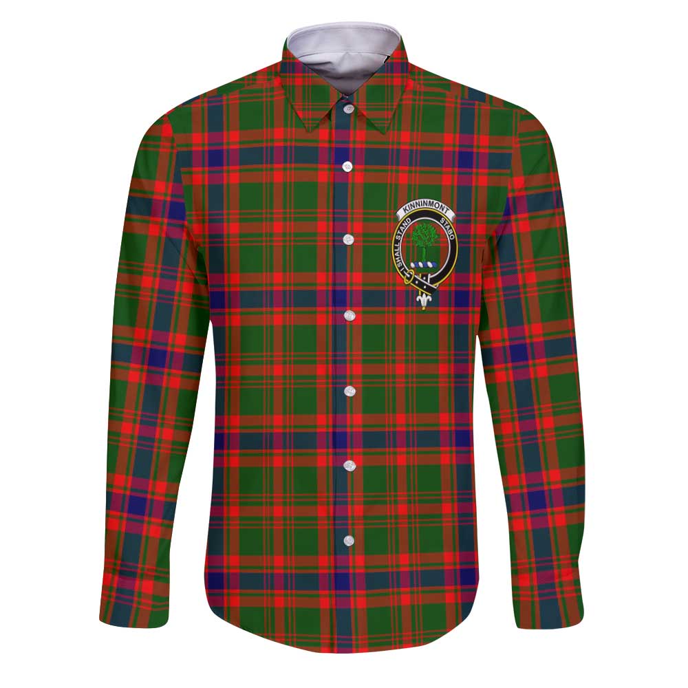Clan Kinninmont Tartan Long Sleeve Button Shirt Crest And Plaid Basic Style