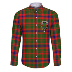 Clan Kinninmont Tartan Long Sleeve Button Shirt Crest And Plaid Basic Style