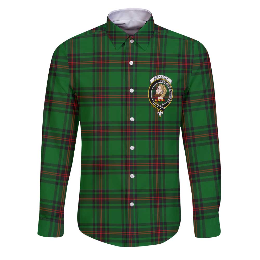 Clan Kirkaldy Tartan Long Sleeve Button Shirt Crest And Plaid Basic Style
