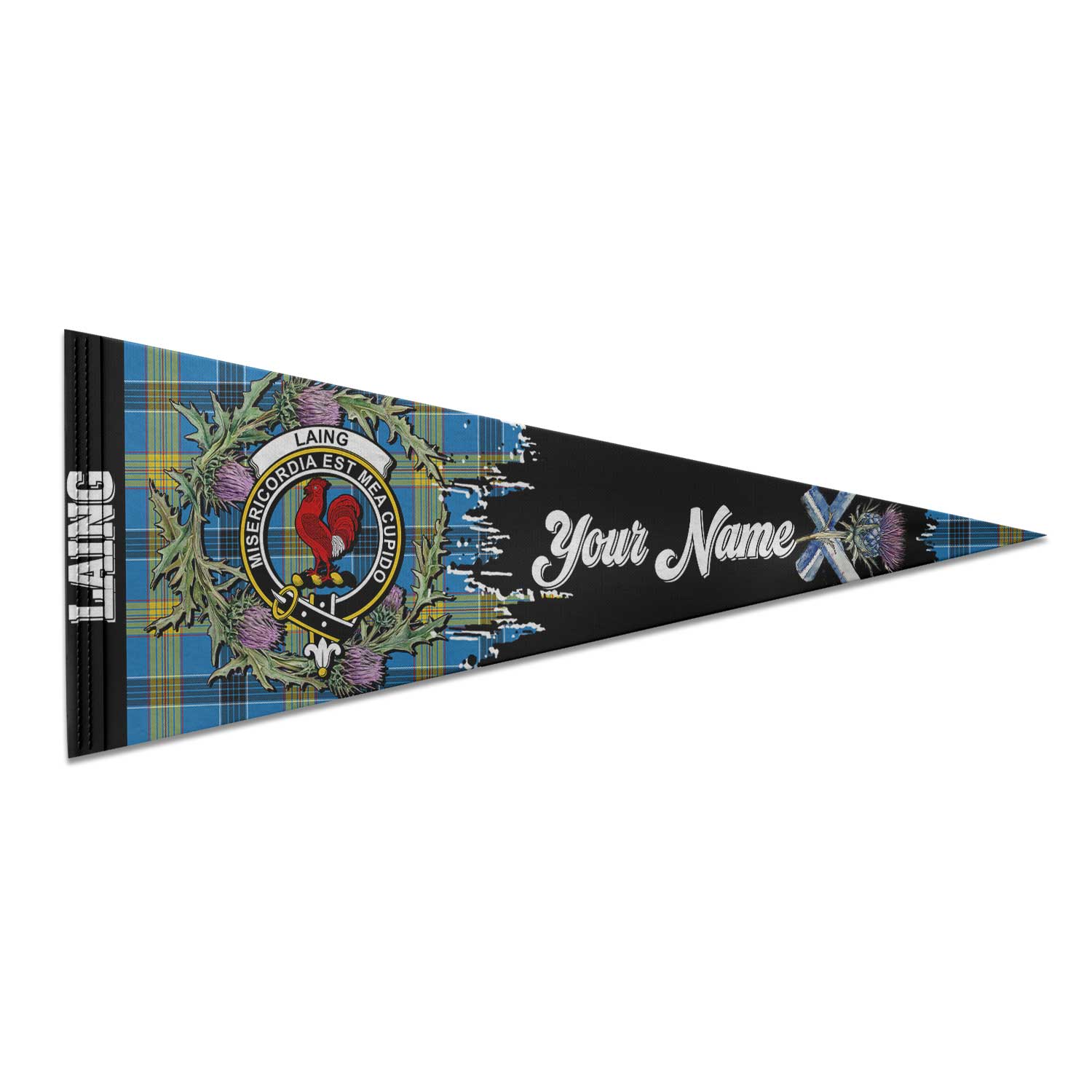 Clan Laing Tartan Felt Pennant Crest And Plaid Basic Style