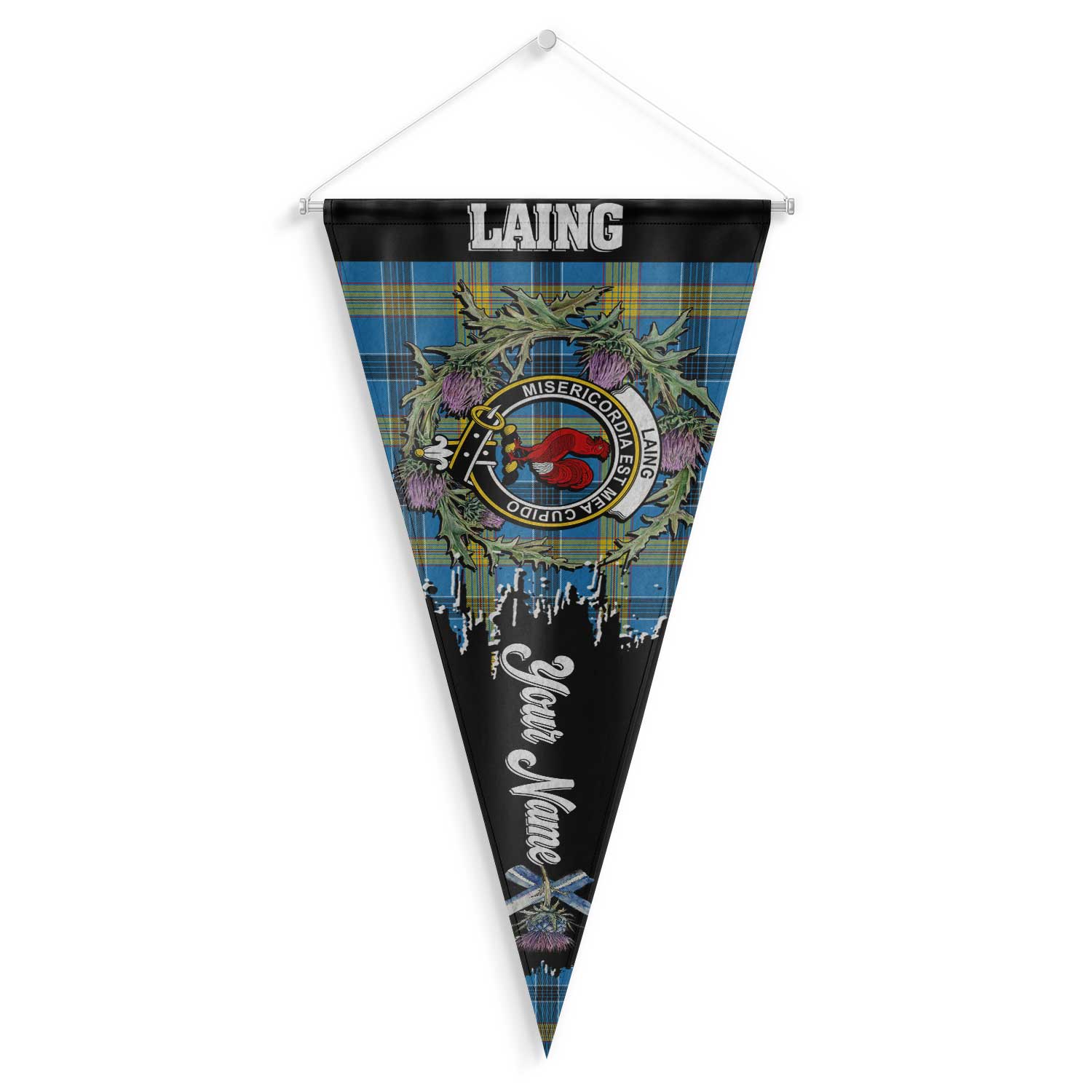 Clan Laing Tartan Felt Pennant Crest And Plaid Basic Style