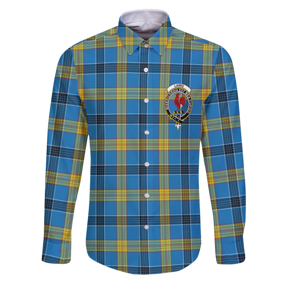 Clan Laing Tartan Long Sleeve Button Shirt Crest And Plaid Basic Style