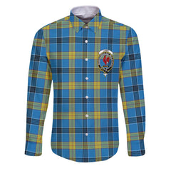 Clan Laing Tartan Long Sleeve Button Shirt Crest And Plaid Basic Style