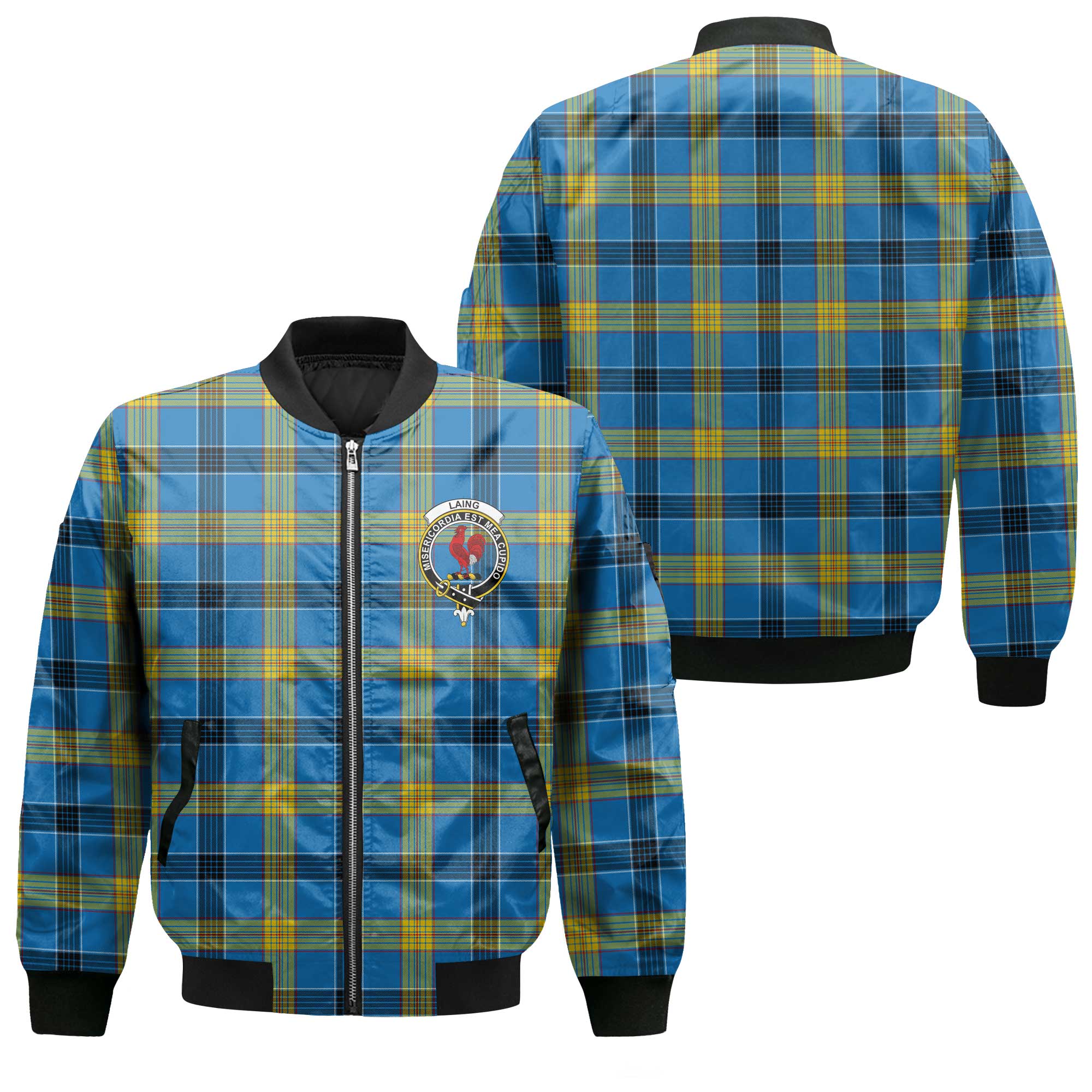 Clan Laing Tartan Men Bomber Jacket Crest And Plaid Basic Style