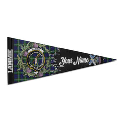 Clan Lammie Tartan Felt Pennant Crest And Plaid Basic Style