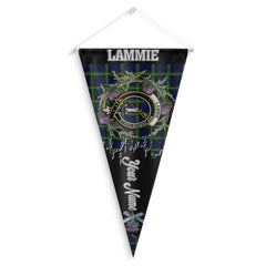 Clan Lammie Tartan Felt Pennant Crest And Plaid Basic Style