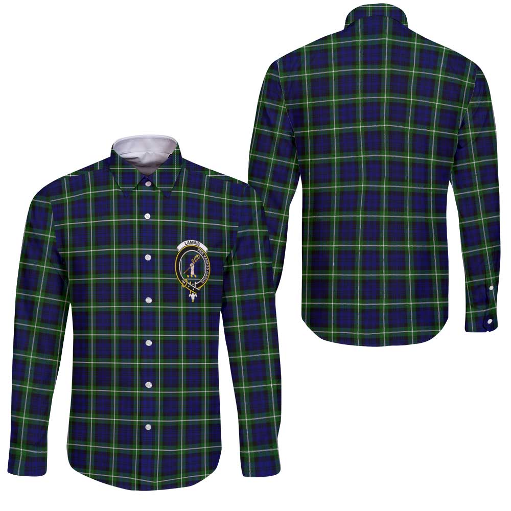 Clan Lammie Tartan Long Sleeve Button Shirt Crest And Plaid Basic Style