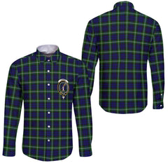 Clan Lammie Tartan Long Sleeve Button Shirt Crest And Plaid Basic Style