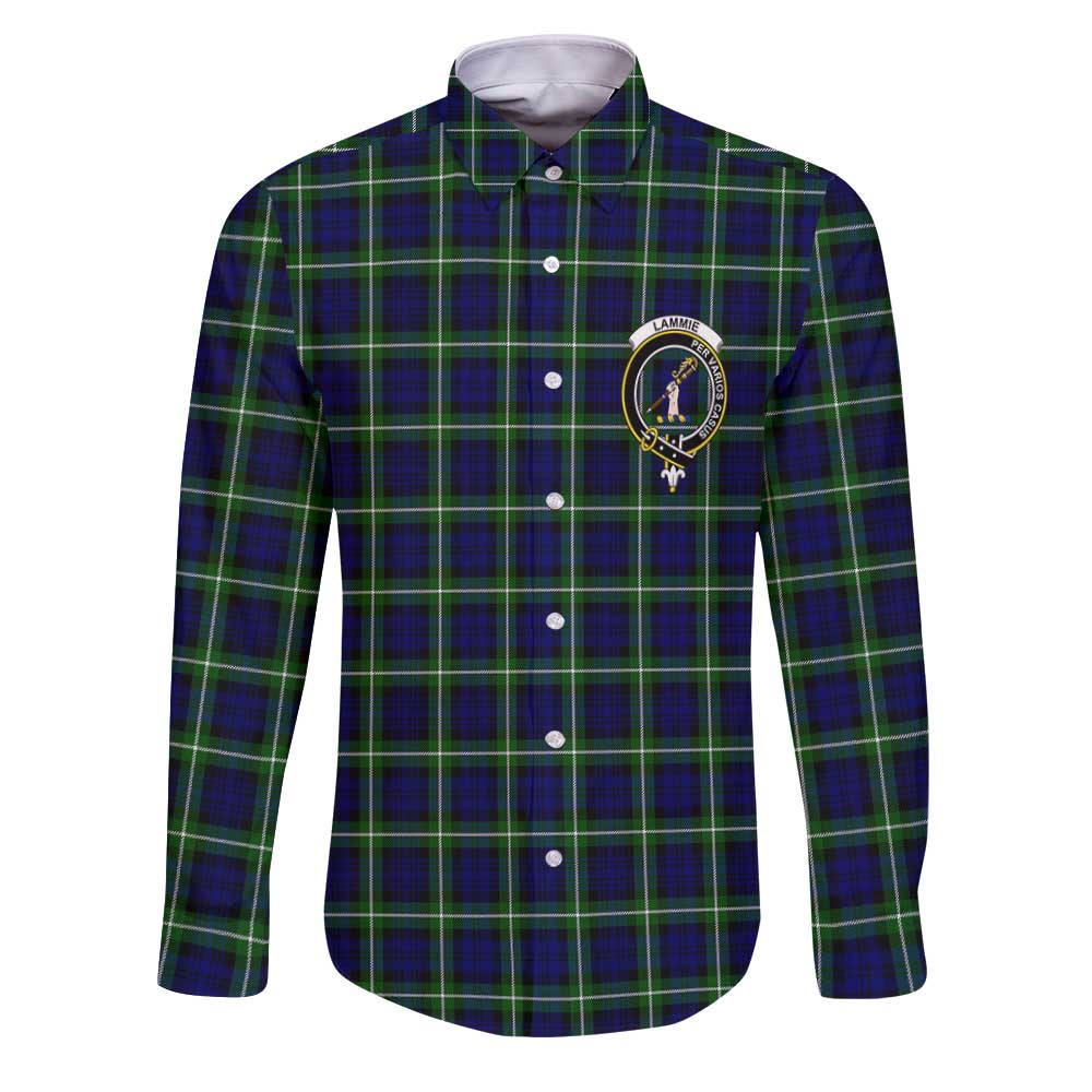 Clan Lammie Tartan Long Sleeve Button Shirt Crest And Plaid Basic Style