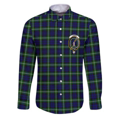 Clan Lammie Tartan Long Sleeve Button Shirt Crest And Plaid Basic Style