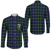 Clan Lamont Tartan Long Sleeve Button Shirt Crest And Plaid Basic Style