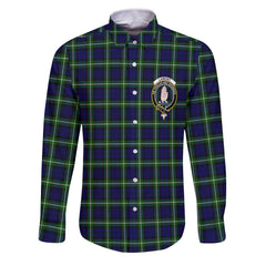 Clan Lamont Tartan Long Sleeve Button Shirt Crest And Plaid Basic Style