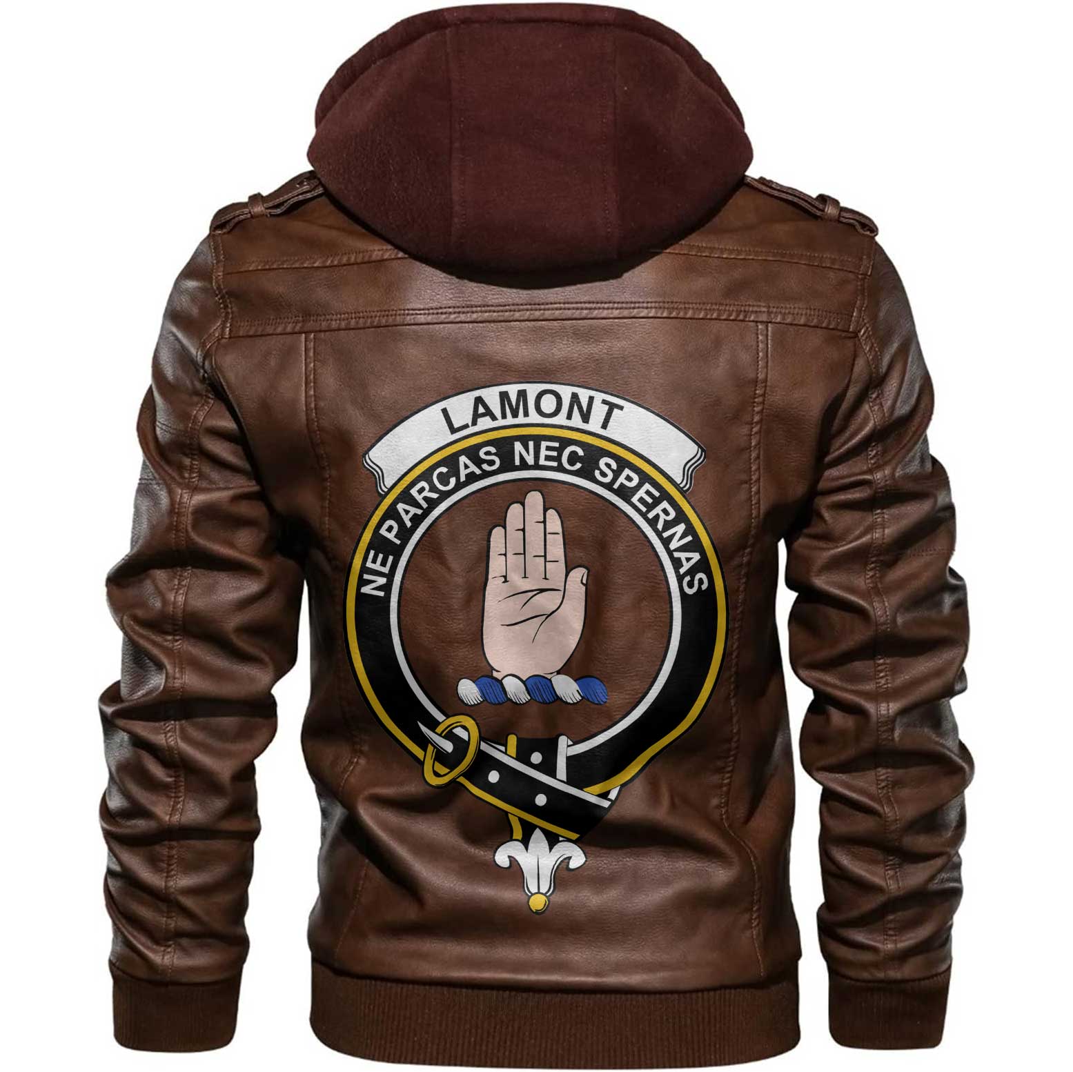 Clan Lamont Tartan Zip Leather Jacket Crest And Plaid Basic Style