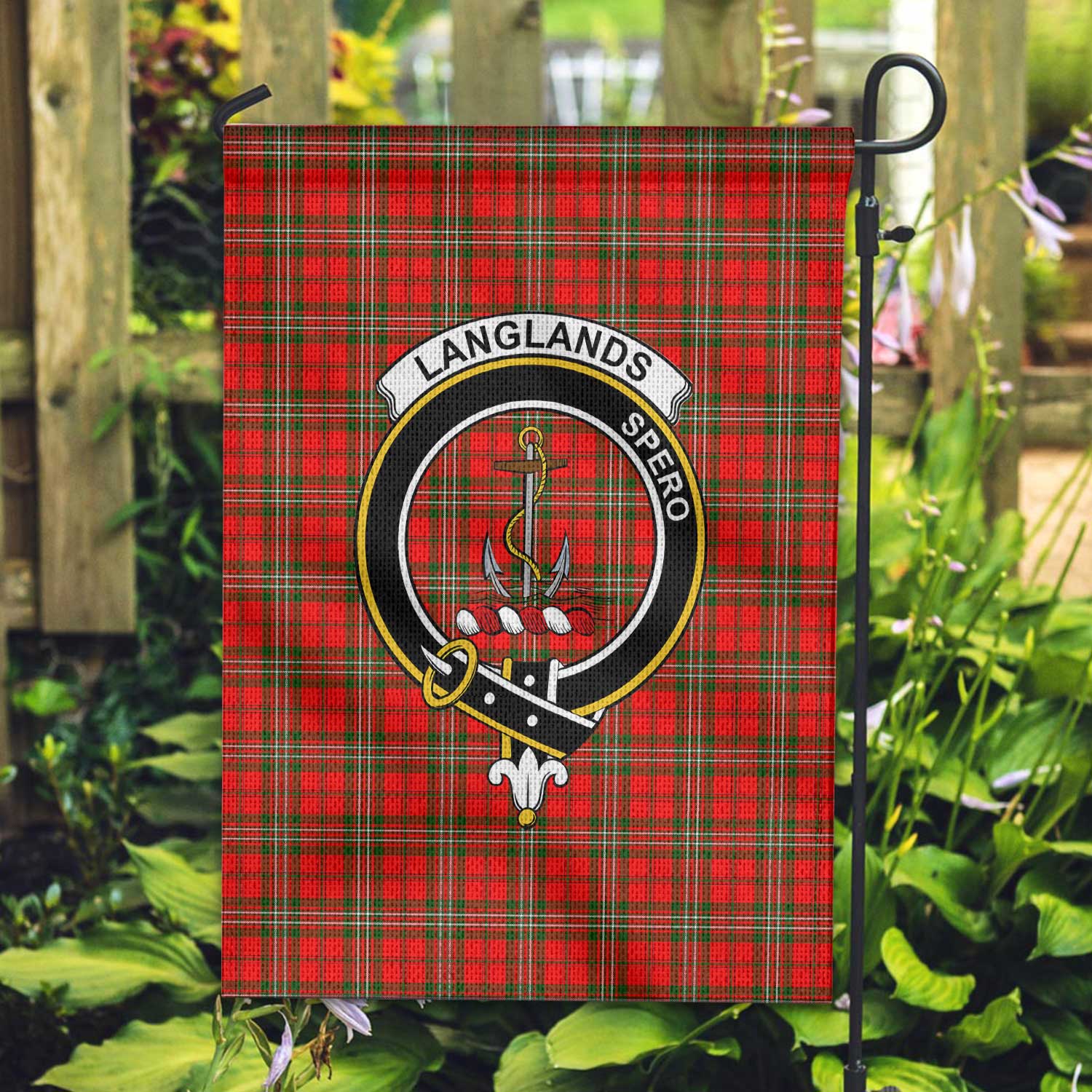Clan Langlands Tartan Garden Flag Crest And Plaid Basic Style