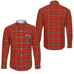 Clan Langlands Tartan Long Sleeve Button Shirt Crest And Plaid Basic Style