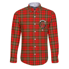 Clan Langlands Tartan Long Sleeve Button Shirt Crest And Plaid Basic Style