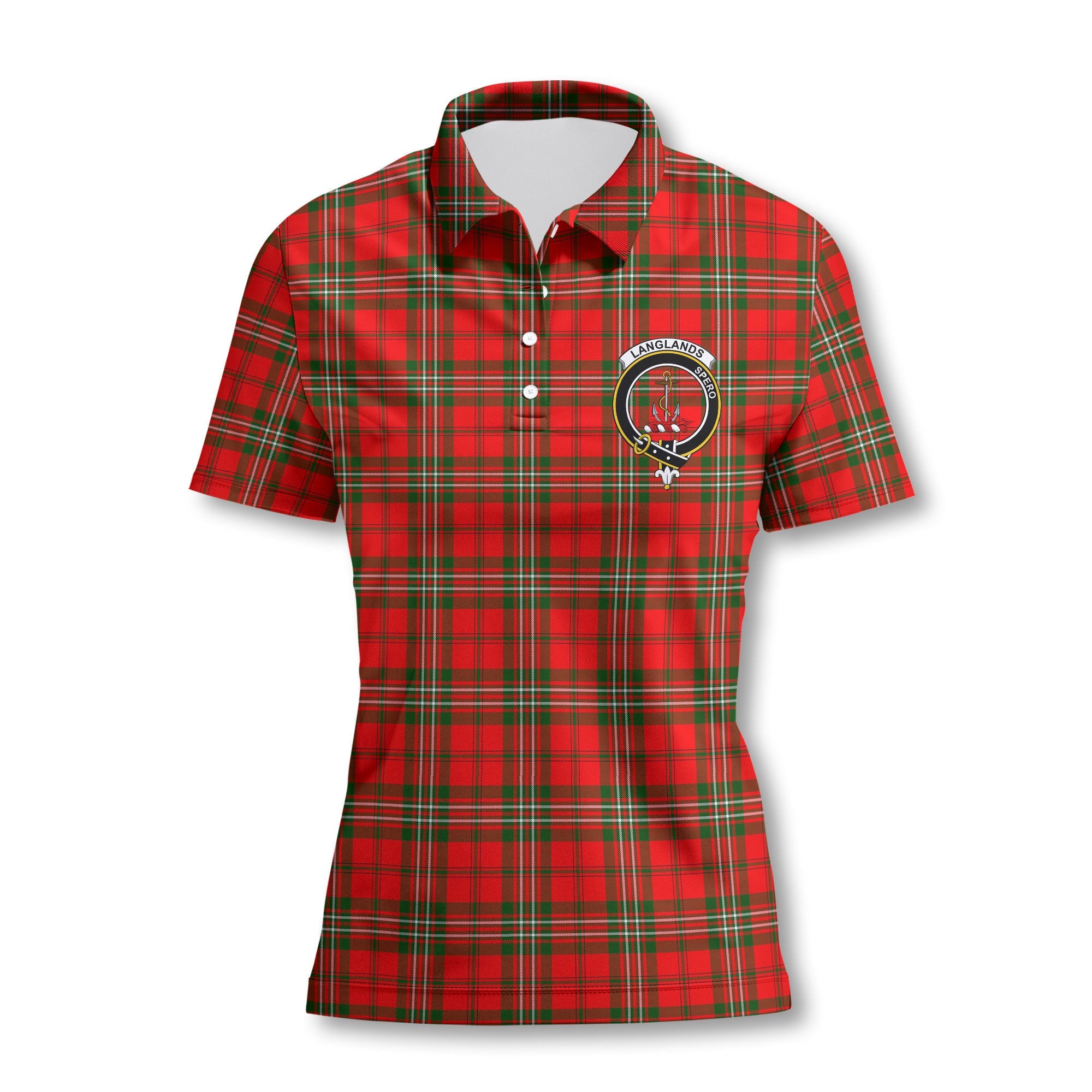 Clan Langlands Tartan Women Polo Shirt Crest And Plaid Basic Style