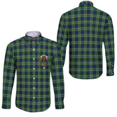 Clan Learmonth Tartan Long Sleeve Button Shirt Crest And Plaid Basic Style