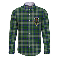 Clan Learmonth Tartan Long Sleeve Button Shirt Crest And Plaid Basic Style
