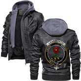 Clan Learmonth Tartan Zip Leather Jacket Crest And Plaid Basic Style