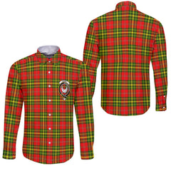 Clan Leask Tartan Long Sleeve Button Shirt Crest And Plaid Basic Style
