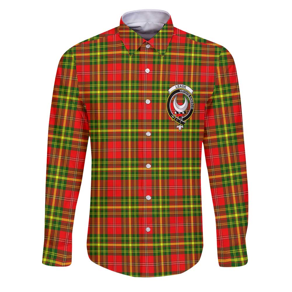 Clan Leask Tartan Long Sleeve Button Shirt Crest And Plaid Basic Style