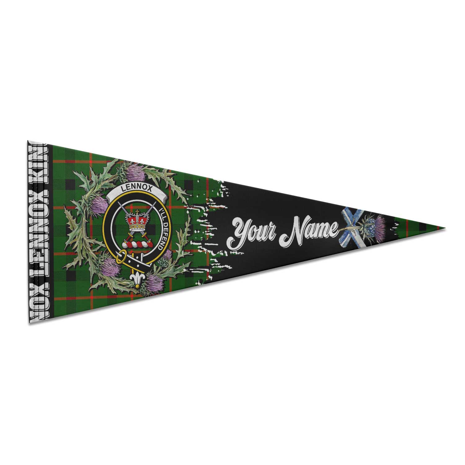 Clan Lennox Lennox Kincaid Tartan Felt Pennant Crest And Plaid Basic Style