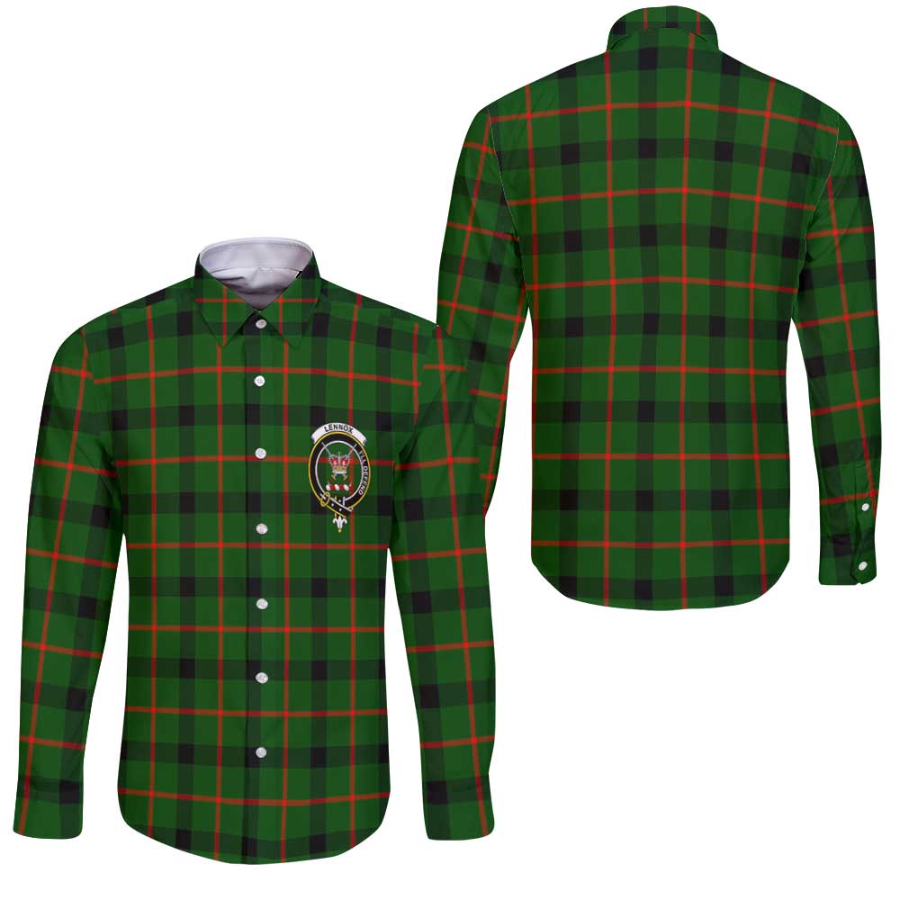 Clan Lennox Tartan Long Sleeve Button Shirt Crest And Plaid Basic Style