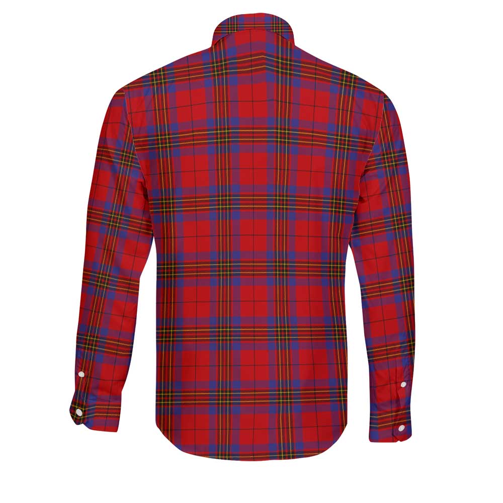 Clan Leslie Tartan Long Sleeve Button Shirt Crest And Plaid Basic Style