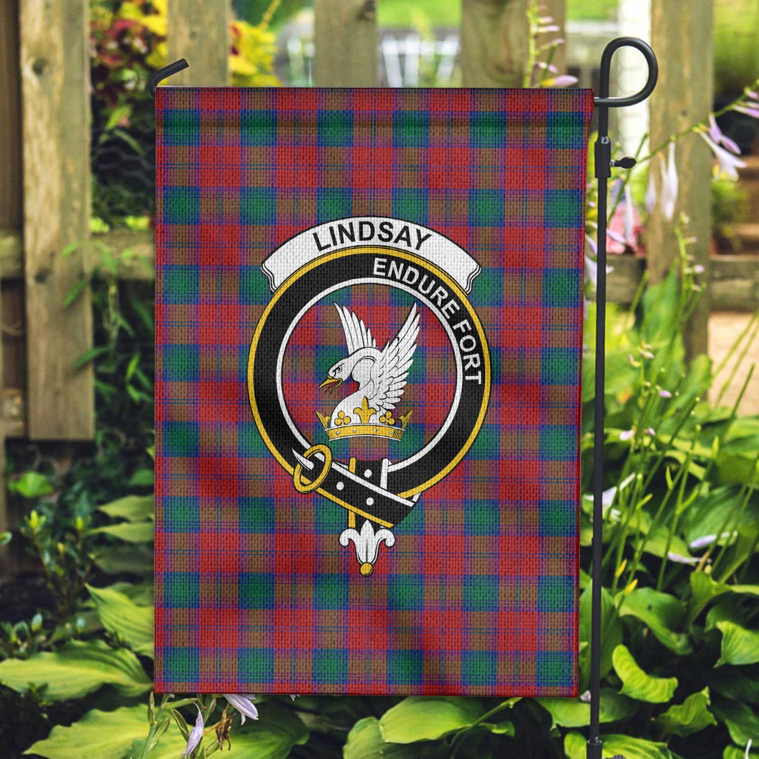 Clan Lindsay Tartan Garden Flag Crest And Plaid Basic Style