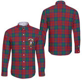 Clan Lindsay Tartan Long Sleeve Button Shirt Crest And Plaid Basic Style