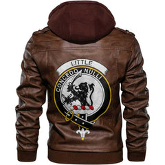 Clan Little Tartan Zip Leather Jacket Crest And Plaid Basic Style