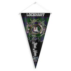 Clan Lockhart Tartan Felt Pennant Crest And Plaid Basic Style