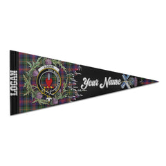 Clan Logan Tartan Felt Pennant Crest And Plaid Basic Style