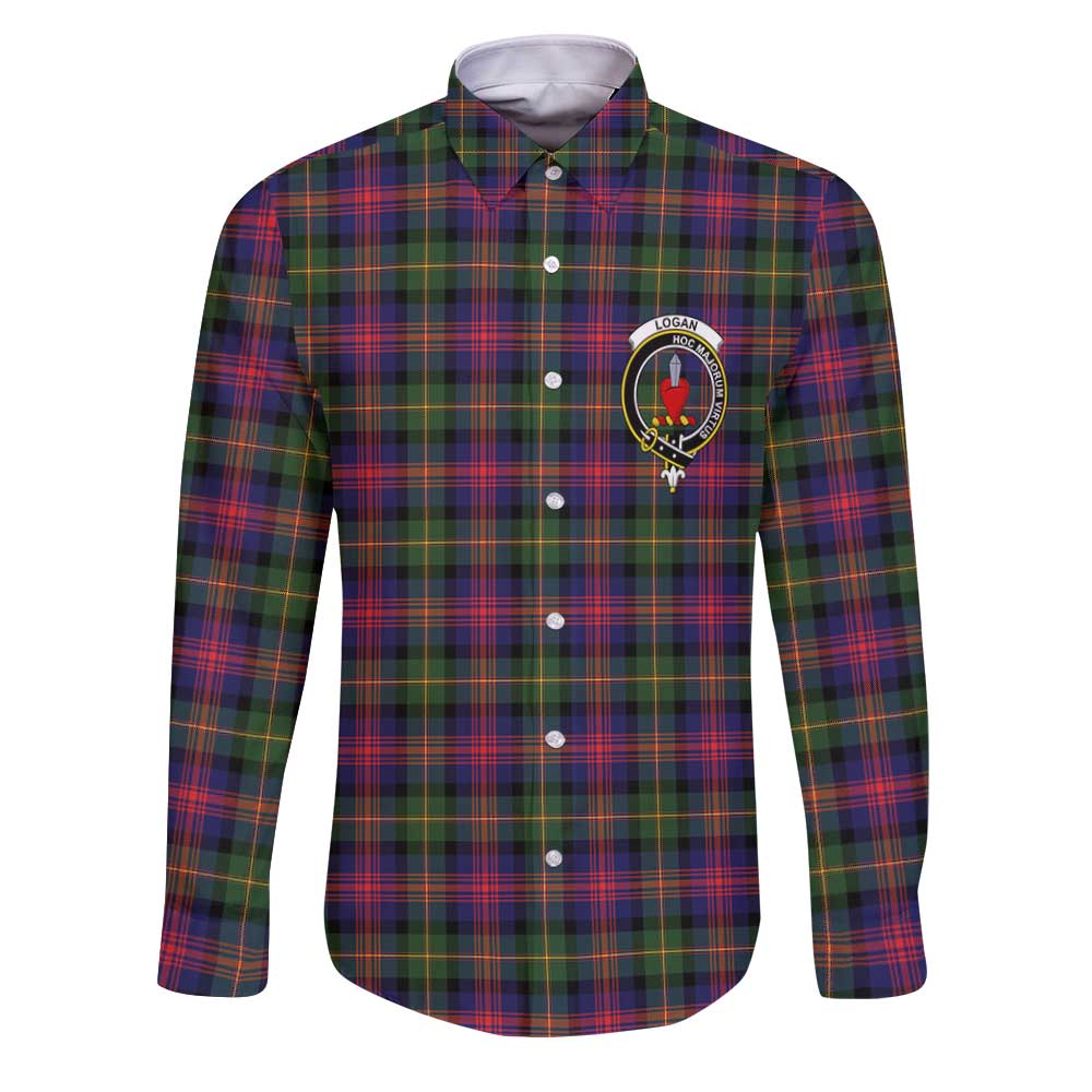 Clan Logan Tartan Long Sleeve Button Shirt Crest And Plaid Basic Style