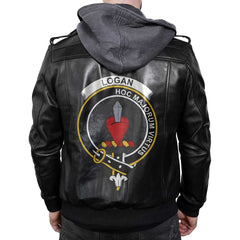 Clan Logan Tartan Zip Leather Jacket Crest And Plaid Basic Style