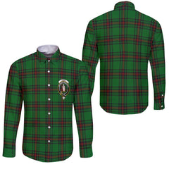 Clan Logie Tartan Long Sleeve Button Shirt Crest And Plaid Basic Style