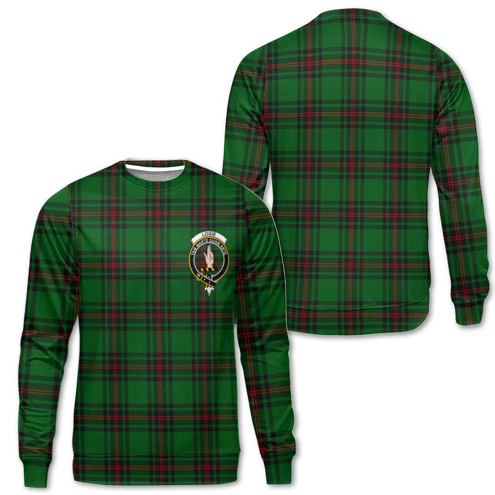 Clan Logie Tartan Men Sweatshirt Crest And Plaid Basic Style
