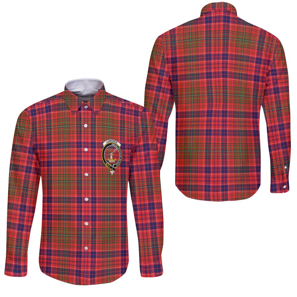 Clan Lumsden Tartan Long Sleeve Button Shirt Crest And Plaid Basic Style