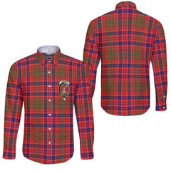 Clan Lumsden Tartan Long Sleeve Button Shirt Crest And Plaid Basic Style