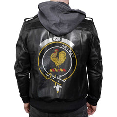 Clan Lyle Tartan Zip Leather Jacket Crest And Plaid Basic Style