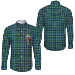 Clan Lyon Tartan Long Sleeve Button Shirt Crest And Plaid Basic Style